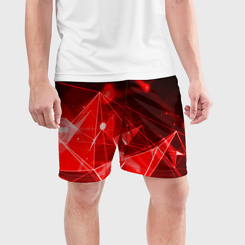 Мужские спортивные шорты Абстрактные красные лучи / 3D-принт – фото 3