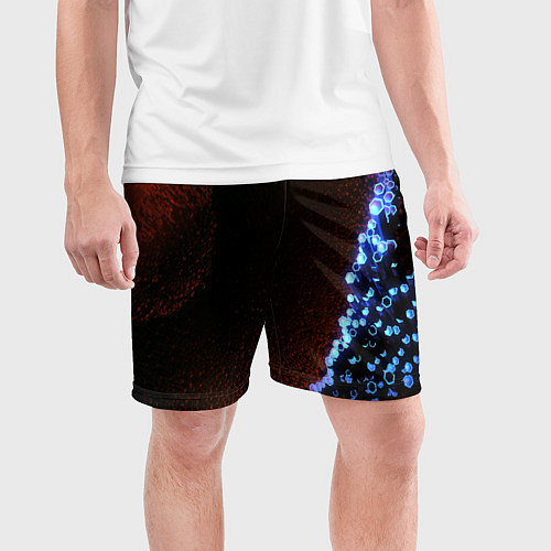 Мужские спортивные шорты Неоновый абстрактный свет / 3D-принт – фото 3