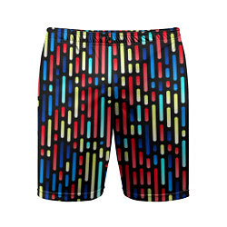 Шорты спортивные мужские Неоновые полосы - авангардный паттерн, цвет: 3D-принт