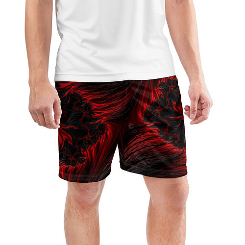 Мужские спортивные шорты Red vortex pattern / 3D-принт – фото 3