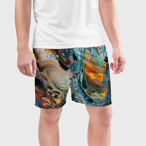 Мужские спортивные шорты Яркие разводы краски / 3D-принт – фото 3