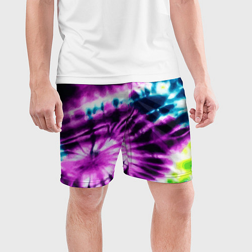 Мужские спортивные шорты Тай дай фиолетовый узор / 3D-принт – фото 3