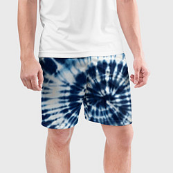 Шорты спортивные мужские Эффект тай дай - размытый синий узор, цвет: 3D-принт — фото 2