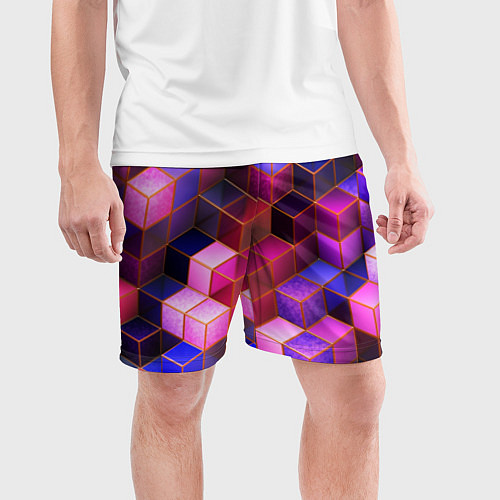 Мужские спортивные шорты Цветные кубики / 3D-принт – фото 3