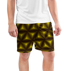 Шорты спортивные мужские Желтые треугольники, цвет: 3D-принт — фото 2