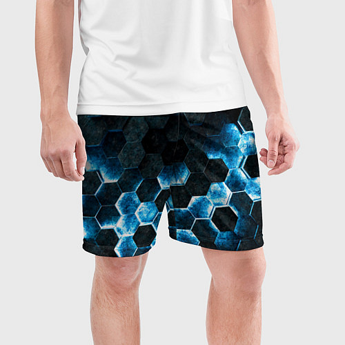 Мужские спортивные шорты Соты с подсветкой / 3D-принт – фото 3