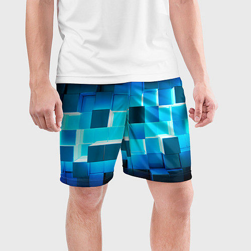 Мужские спортивные шорты Неоновые кубы с подсветкой / 3D-принт – фото 3
