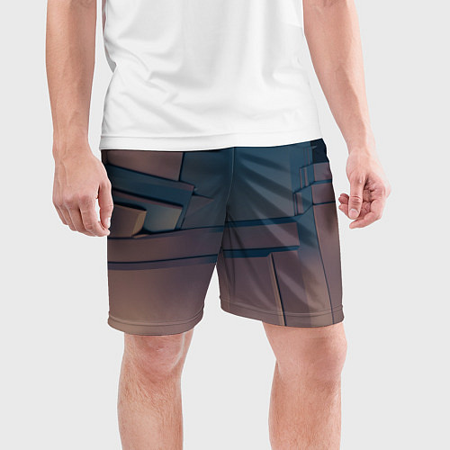 Мужские спортивные шорты Абстрактные геометрические соединения / 3D-принт – фото 3