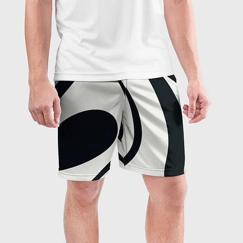 Мужские спортивные шорты Черная абстракция из фигур / 3D-принт – фото 3