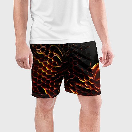 Мужские спортивные шорты Объемные огненные плиты / 3D-принт – фото 3