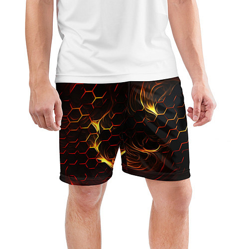 Мужские спортивные шорты Огненные объемные плитки / 3D-принт – фото 3