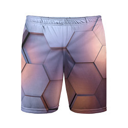 Шорты спортивные мужские Металлические шестиугольники, цвет: 3D-принт