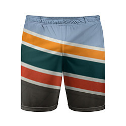Шорты спортивные мужские Оранжевые и белые абстрактные полосы, цвет: 3D-принт