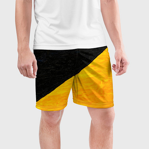 Мужские спортивные шорты Черно-желтые масляные краски / 3D-принт – фото 3