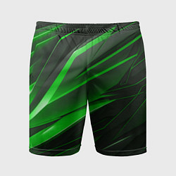 Шорты спортивные мужские Зеленый и черные детали, цвет: 3D-принт