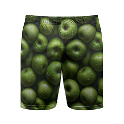 Шорты спортивные мужские Сочная текстура из зеленых яблок, цвет: 3D-принт