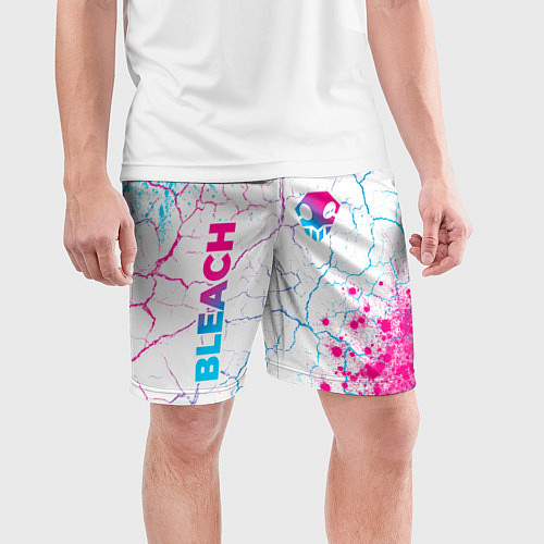 Мужские спортивные шорты Bleach neon gradient style: надпись, символ / 3D-принт – фото 3