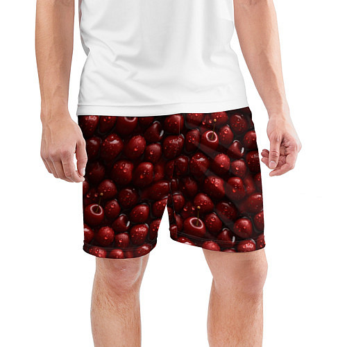 Мужские спортивные шорты Сочная текстура из вишни / 3D-принт – фото 3