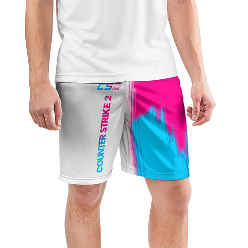 Мужские спортивные шорты Counter Strike 2 neon gradient style: по-вертикали / 3D-принт – фото 3