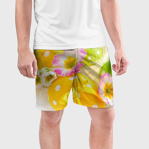 Мужские спортивные шорты Пасхальные яйца и цветы / 3D-принт – фото 3