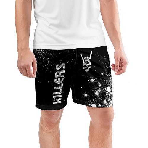 Мужские спортивные шорты The Killers и рок символ на темном фоне / 3D-принт – фото 3