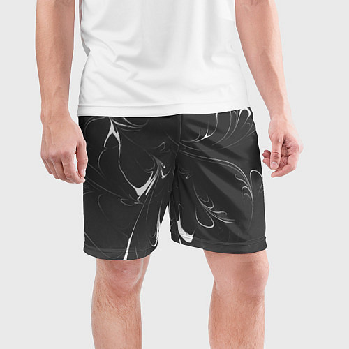 Мужские спортивные шорты Черно-белый узор / 3D-принт – фото 3