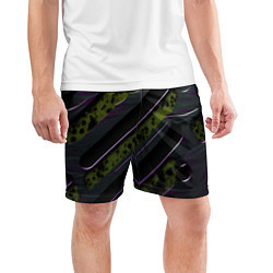 Шорты спортивные мужские Текстура с зелеными вставками, цвет: 3D-принт — фото 2