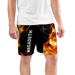 Шорты спортивные мужские Megadeth и пылающий огонь, цвет: 3D-принт — фото 2