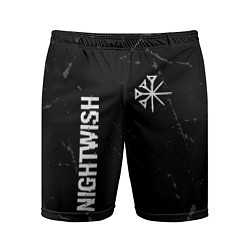 Мужские спортивные шорты Nightwish glitch на темном фоне: надпись, символ