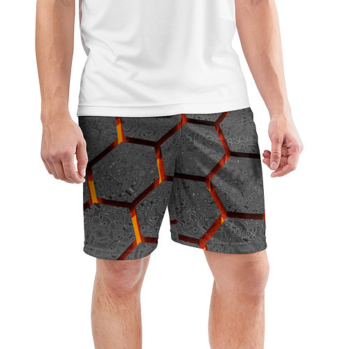 Мужские спортивные шорты Металлические плиты и лава / 3D-принт – фото 3