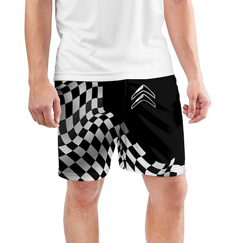 Мужские спортивные шорты Citroen racing flag / 3D-принт – фото 3