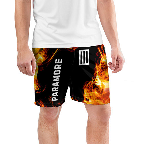 Мужские спортивные шорты Paramore и пылающий огонь / 3D-принт – фото 3