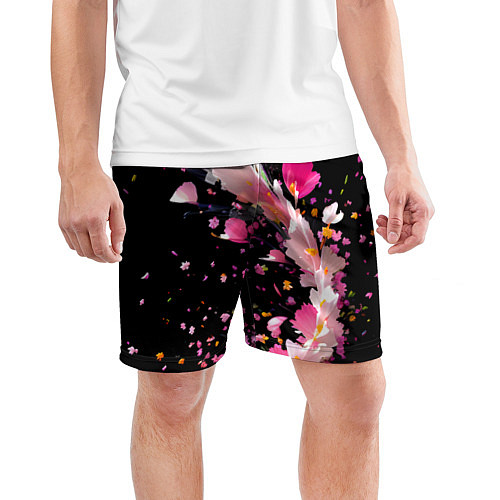 Мужские спортивные шорты Вихрь розовых лепестков / 3D-принт – фото 3