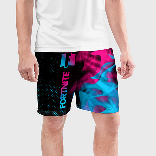 Мужские спортивные шорты Fortnite - neon gradient: по-вертикали / 3D-принт – фото 3