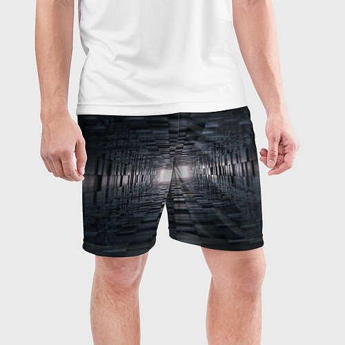 Мужские спортивные шорты Тёмная геометрия / 3D-принт – фото 3