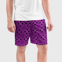 Шорты спортивные мужские Геометрический узор в пурпурных и лиловых тонах, цвет: 3D-принт — фото 2