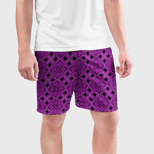 Мужские спортивные шорты Геометрический узор в пурпурных и лиловых тонах / 3D-принт – фото 3