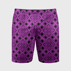 Шорты спортивные мужские Геометрический узор в пурпурных и лиловых тонах, цвет: 3D-принт