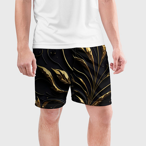 Мужские спортивные шорты Золотой орнамент на черном / 3D-принт – фото 3