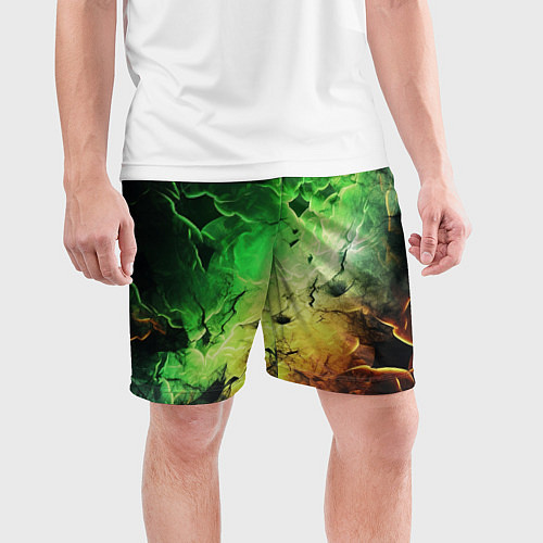 Мужские спортивные шорты Зеленый взрыв / 3D-принт – фото 3