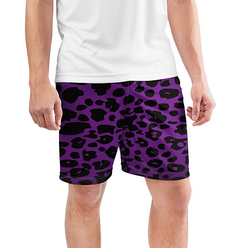 Мужские спортивные шорты Фиолетовый леопард / 3D-принт – фото 3