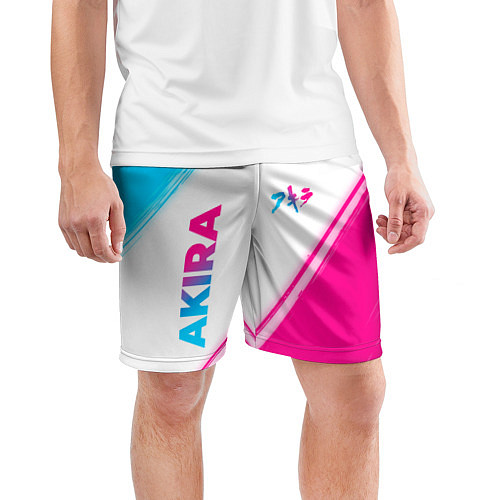 Мужские спортивные шорты Akira neon gradient style: надпись, символ / 3D-принт – фото 3
