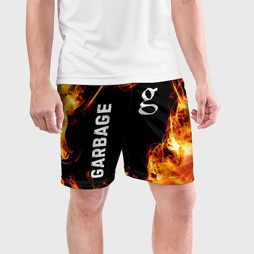 Мужские спортивные шорты Garbage и пылающий огонь / 3D-принт – фото 3