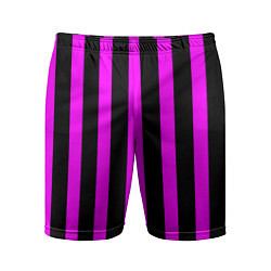 Шорты спортивные мужские В полоску черного и фиолетового цвета, цвет: 3D-принт