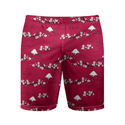 Мужские спортивные шорты Японский паттерн - цветение сакуры