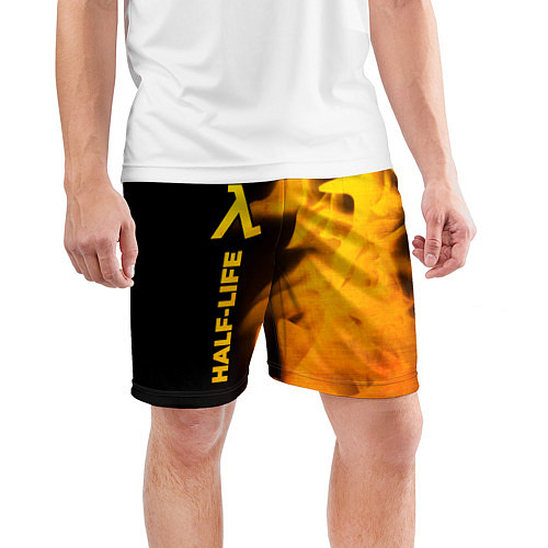Мужские спортивные шорты Half-Life - gold gradient: по-вертикали / 3D-принт – фото 3