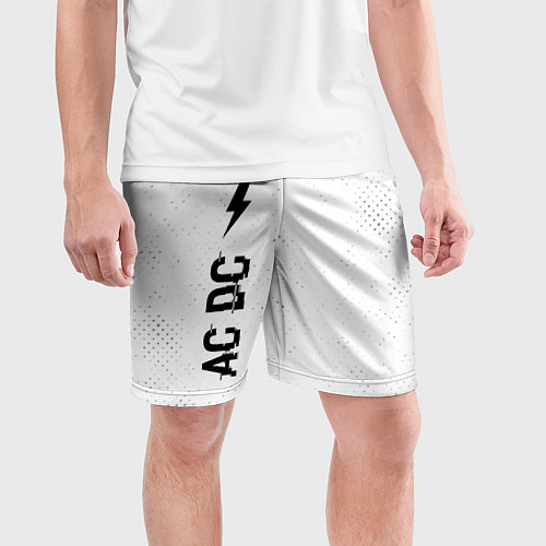 Мужские спортивные шорты AC DC glitch на светлом фоне: по-вертикали / 3D-принт – фото 3