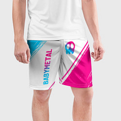 Шорты спортивные мужские Babymetal neon gradient style: надпись, символ, цвет: 3D-принт — фото 2