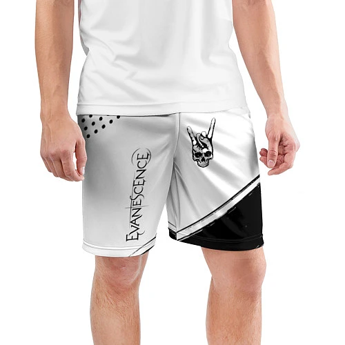 Мужские спортивные шорты Evanescence и рок символ на светлом фоне / 3D-принт – фото 3