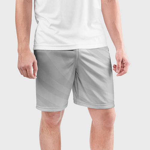 Мужские спортивные шорты Светлый серый плавные полосы / 3D-принт – фото 3